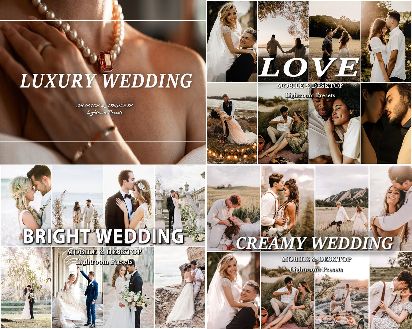 600 WEDDING Presets, Lightroom Presets Bundle, Mobile Desktop Lightroom Presets, Bright Elegant Wedding Presets, Couple Preset Bride