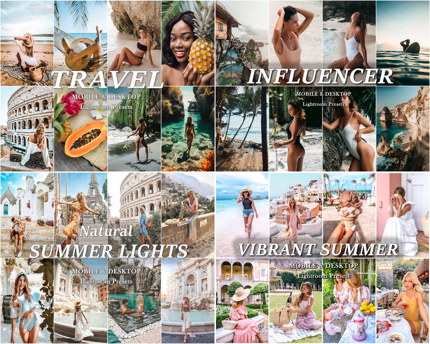 550 TRAVEL Lightroom Presets Bundle, Mobile and Desktop Vacation Presets, Beach Traveling Presets, Spring and Summer Blogger Presets,