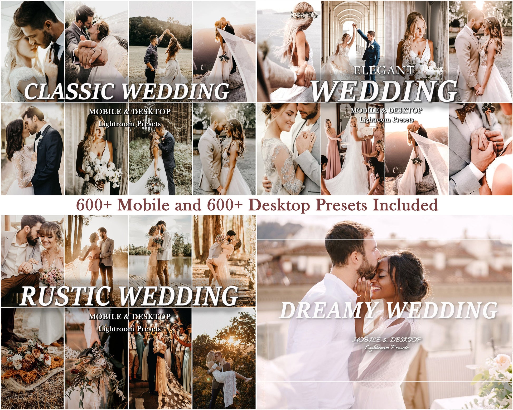 600 WEDDING Presets, Lightroom Presets Bundle, Mobile Desktop Lightroom Presets, Bright Elegant Wedding Presets, Couple Preset Bride